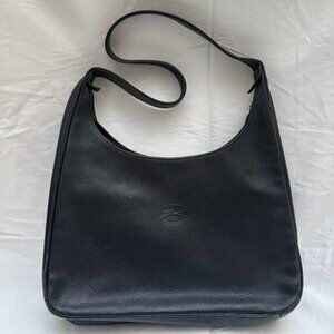 LONGCHAMP Vintage Le Foulonne Black Leather Shoulder Bag